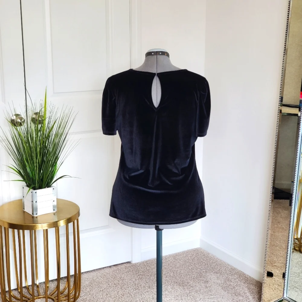 Express Velvet Black Puff Sleeve Top Size XL Black - Picture 3 of 7